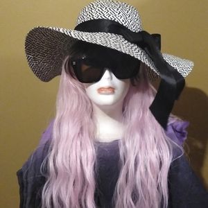 Black and white weaved floppy hat/and brown same hat just brown2 for price of 1